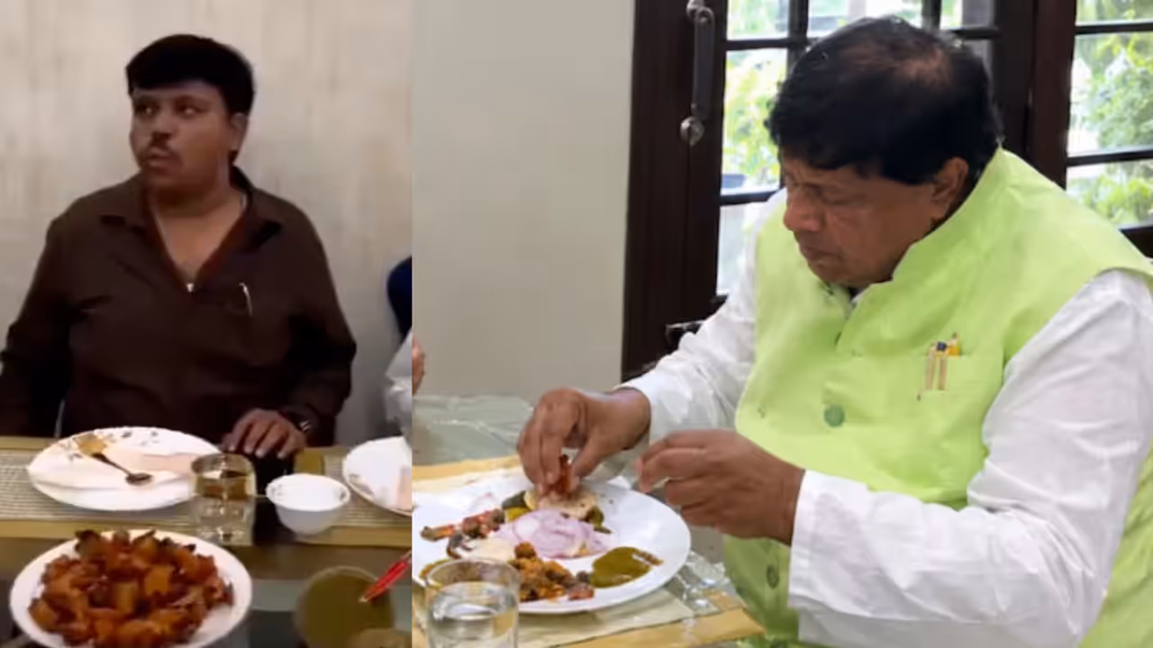 Pilibhit Viral Video BJP Targets SP MP Ramjilal Suman Over Chicken Video During Navratri Pilibhit Viral Video BJP Targets SP MP Ramjilal Suman Over Chicken Video During Navratri