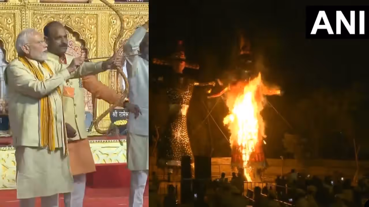 PM Modi Shares Dussehra Video Featuring Bow and Arrow During Ravana Dahan PM Modi Shares Dussehra Video Featuring Bow and Arrow During Ravana Dahan