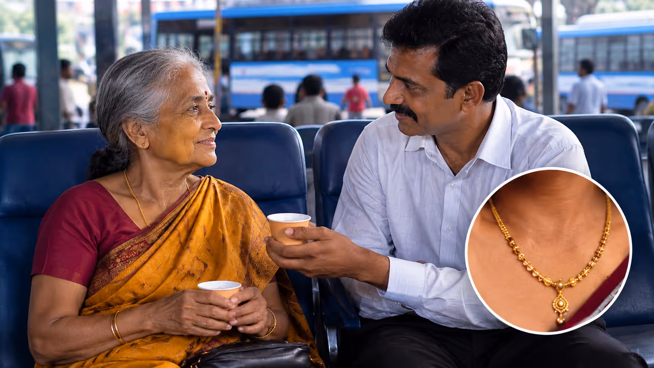 Co passenger offers tea to elderly woman on bus, steals gold chain in Bengaluru Co passenger offers tea to elderly woman on bus, steals gold chain in Bengaluru