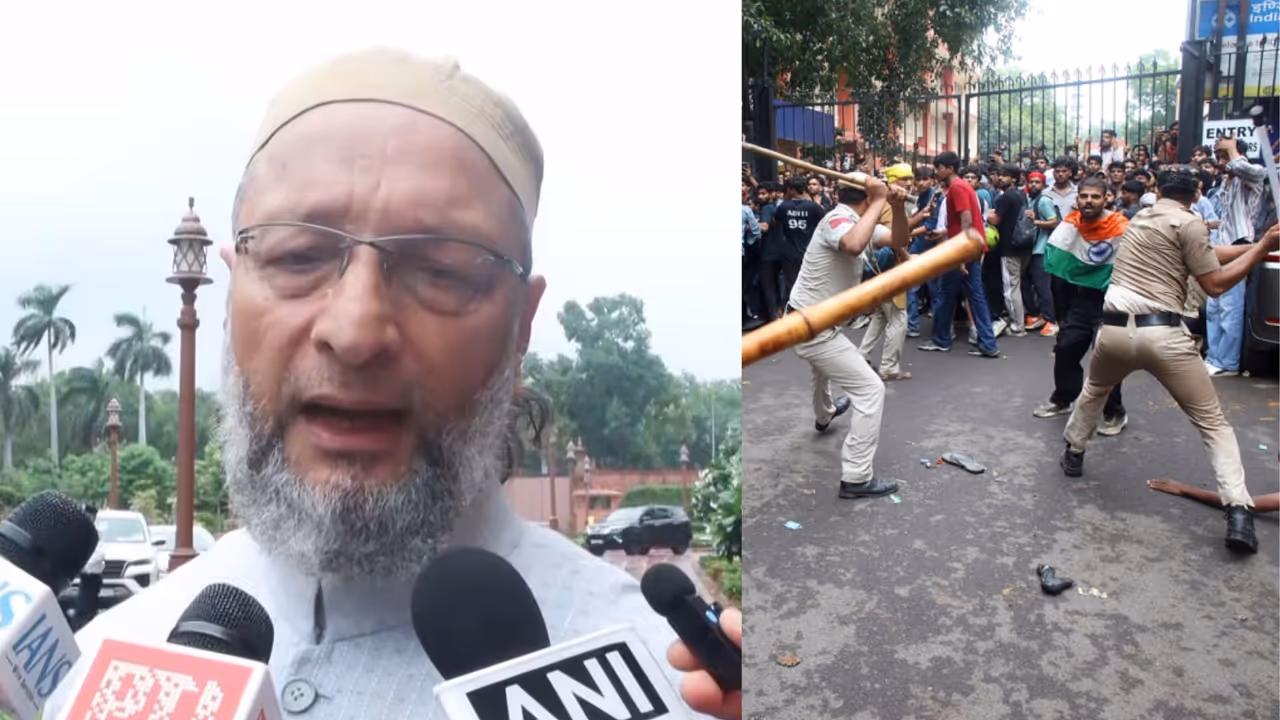 Asaduddin Owaisi Slams Modi govt Over Police Action on NEET Protesters in Delhi Asaduddin Owaisi Slams Modi govt Over Police Action on NEET Protesters in Delhi