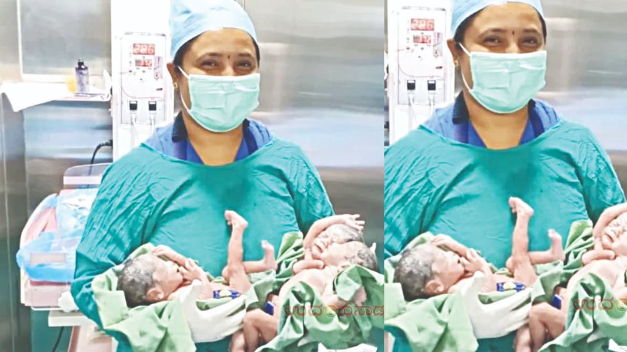 A woman name of renuka ganachari from Belagavi has given birth to triplets A woman name of renuka ganachari from Belagavi has given birth to triplets
