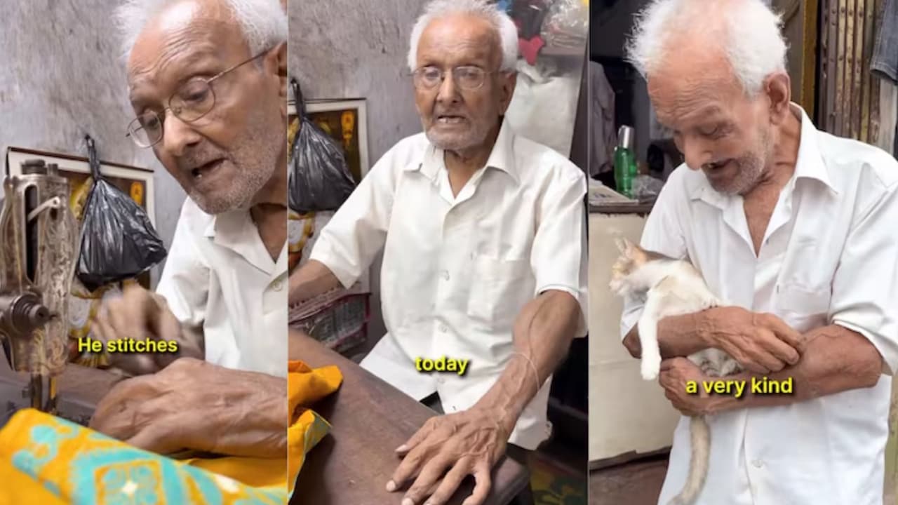 95 year old man runs tailoring shop earns just Rs 1500 a month to survive Video 95 year old man runs tailoring shop earns just Rs 1500 a month to survive Video