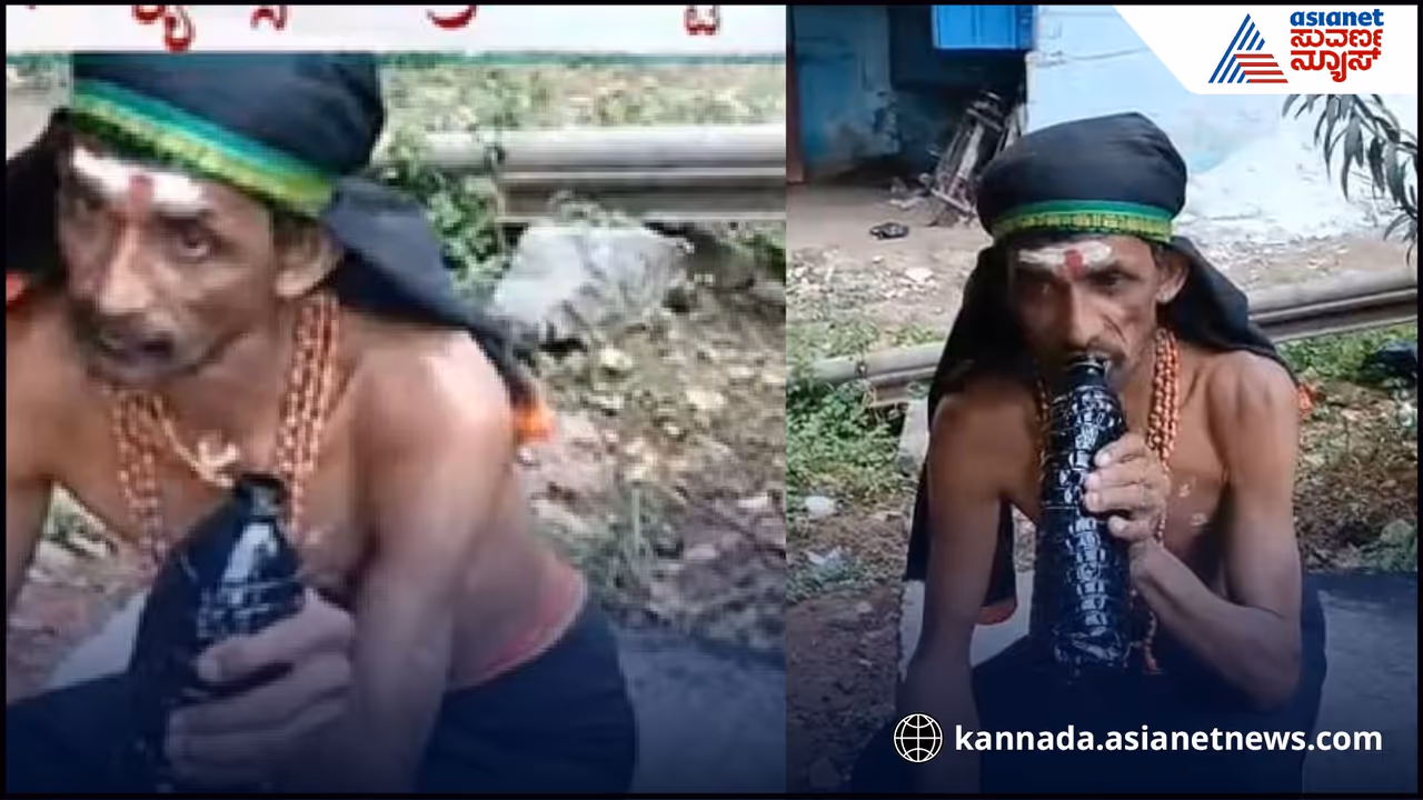 A man named Kumar from Mysore drinking consumes engine oil paper ash daily