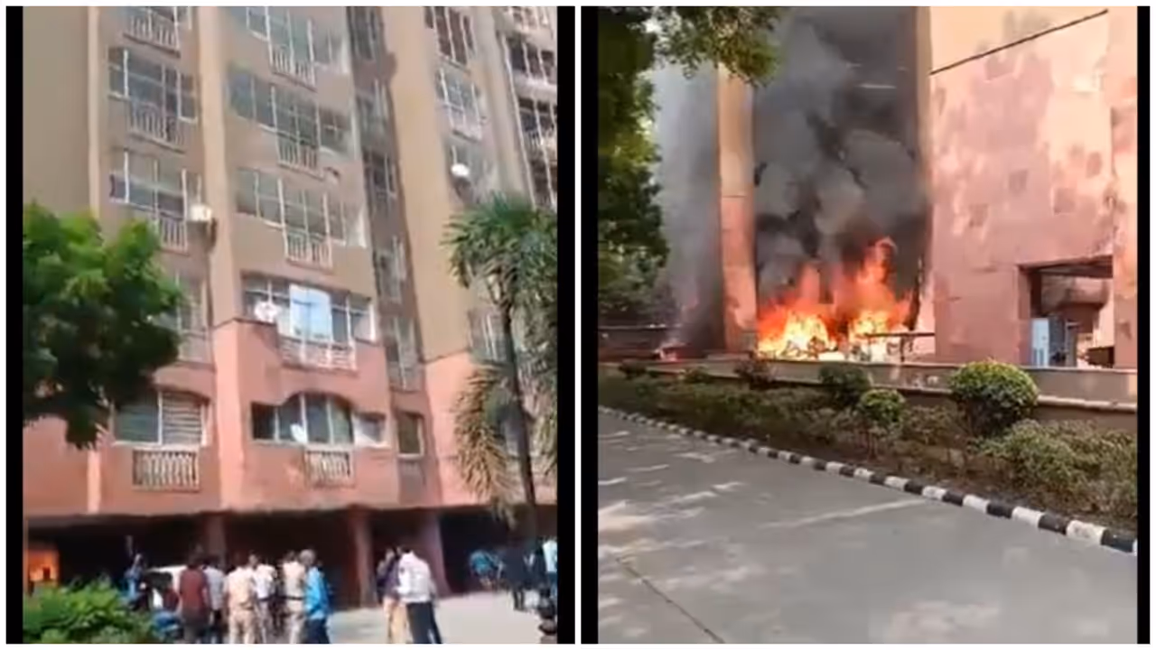 Massive Fire At Brahmaputra Apartments Allotted To Rajya Sabha MPs In Delhi