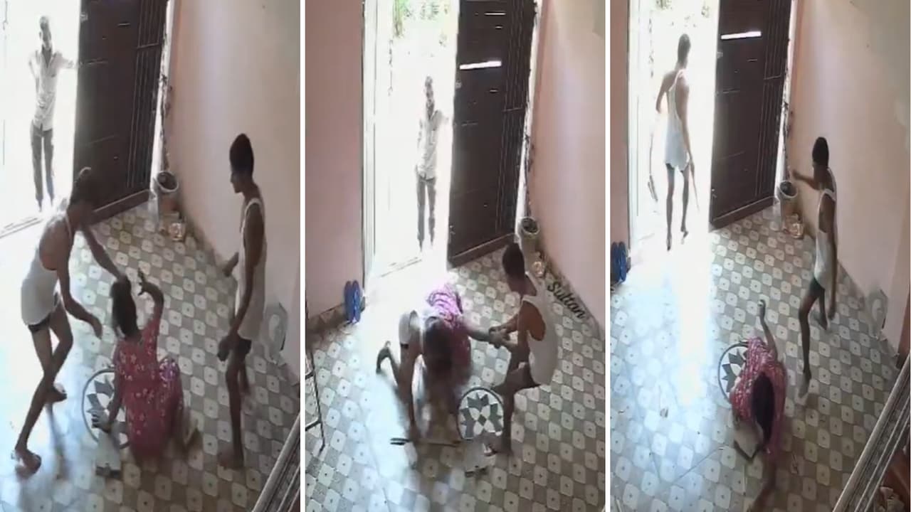 UP crime Woman beaten by nephews inside Lucknow home CCTV video sparks outrage UP crime Woman beaten by nephews inside Lucknow home CCTV video sparks outrage