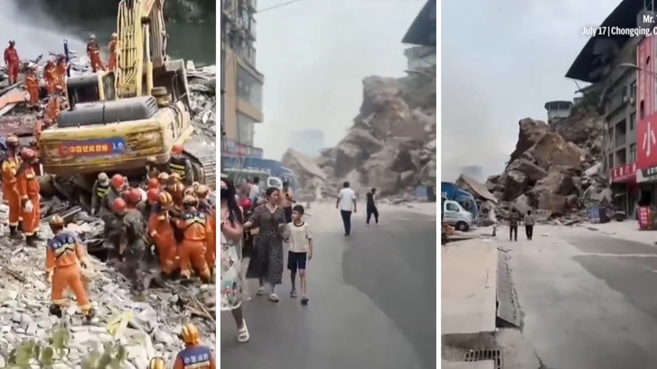 China landslide buries homes in Chongqing, rescue teams search for trapped people China landslide buries homes in Chongqing, rescue teams search for trapped people