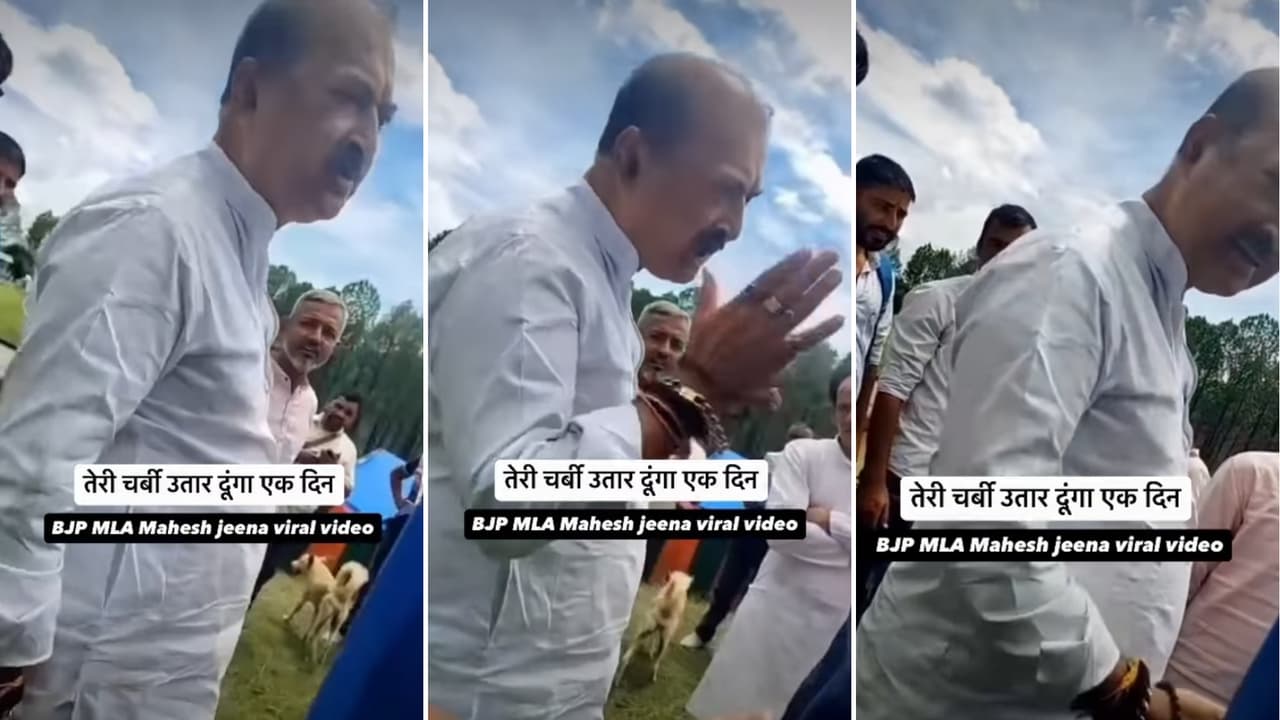 Viral Video Shows Uttarakhand BJP MLA Mahesh Jeena Allegedly Threatening Man Teri Charbi Utaar Dunga Viral Video Shows Uttarakhand BJP MLA Mahesh Jeena Allegedly Threatening Man Teri Charbi Utaar Dunga