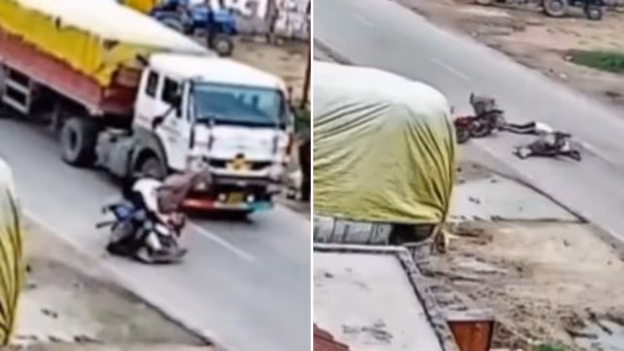 Ghazipur Road Accident Video Viral Milk Vendor Dies After Motorcycle Hits Nilgai On Road Police Hunt For Truck Driver Ghazipur Road Accident Video Viral Milk Vendor Dies After Motorcycle Hits Nilgai On Road Police Hunt For Truck Driver
