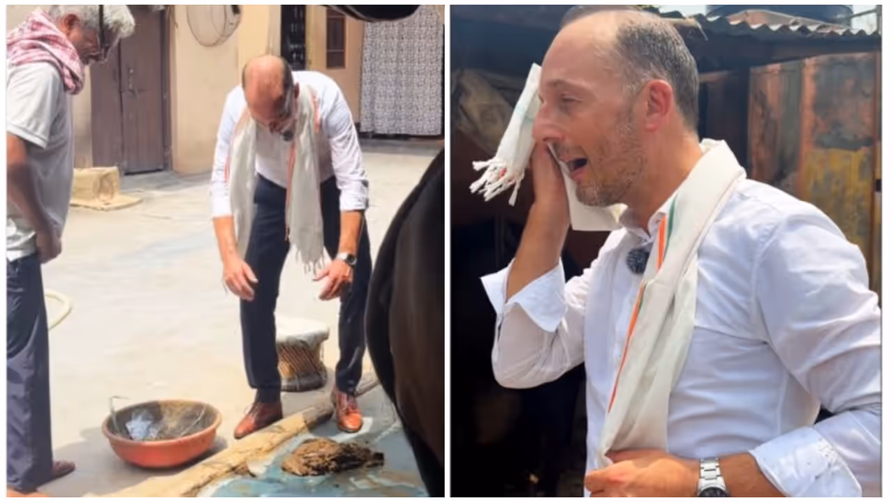 German Diplomat Visits Indian Village, Feeds Animals; Video Goes Viral German Diplomat Visits Indian Village, Feeds Animals; Video Goes Viral