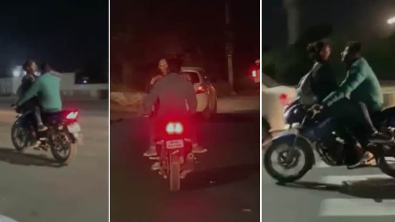 ajmer news couple romancing on a moving bike boy and girl ajmer news couple romancing on a moving bike boy and girl