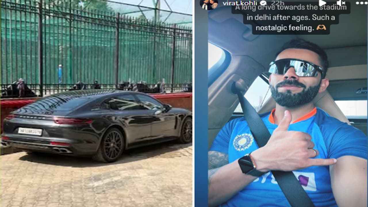 Virat Kohli reaches Arun Jaitley stadium Delhi by Porsche panamera turbo car
