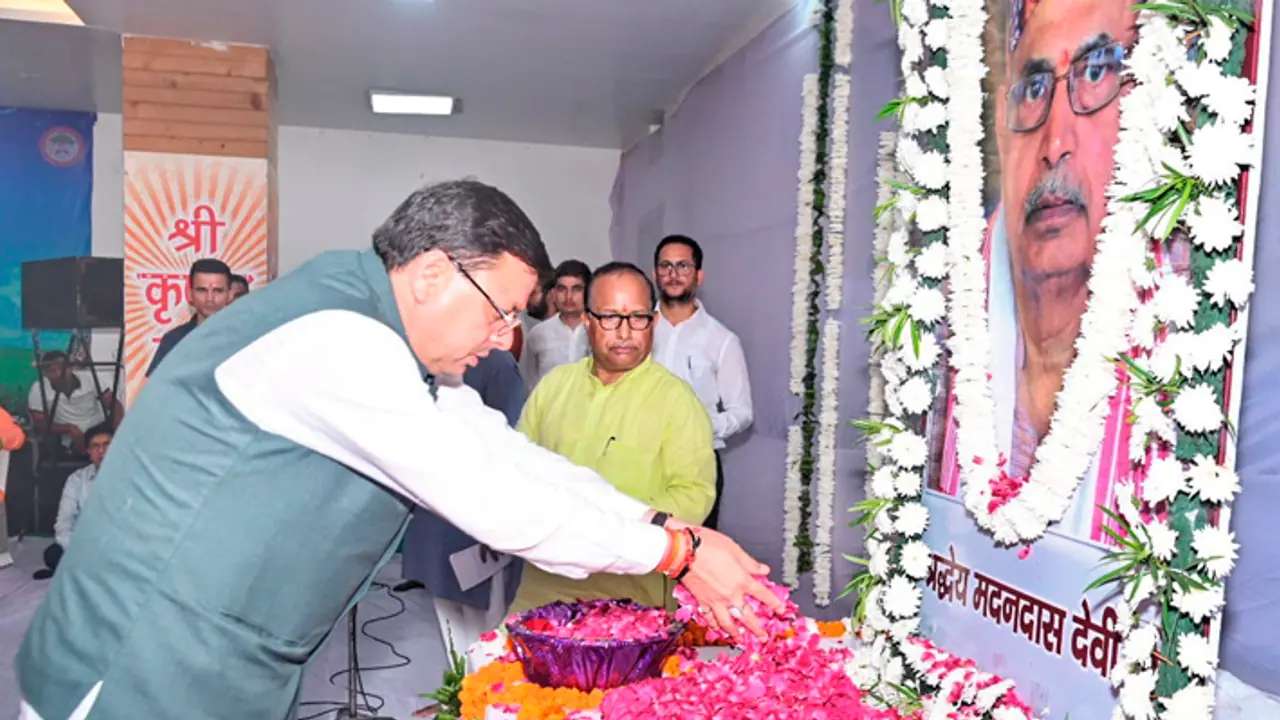 pushkar singh dhami paid tribute to madan das devi pushkar singh dhami paid tribute to madan das devi