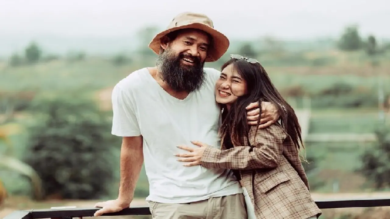 Men with beards with girl Men with beards with girl