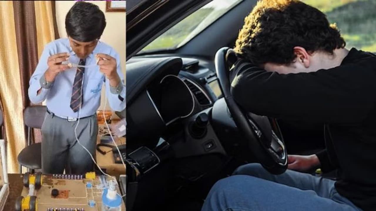 This child made a unique invention regarding car driving on sleeping This child made a unique invention regarding car driving on sleeping