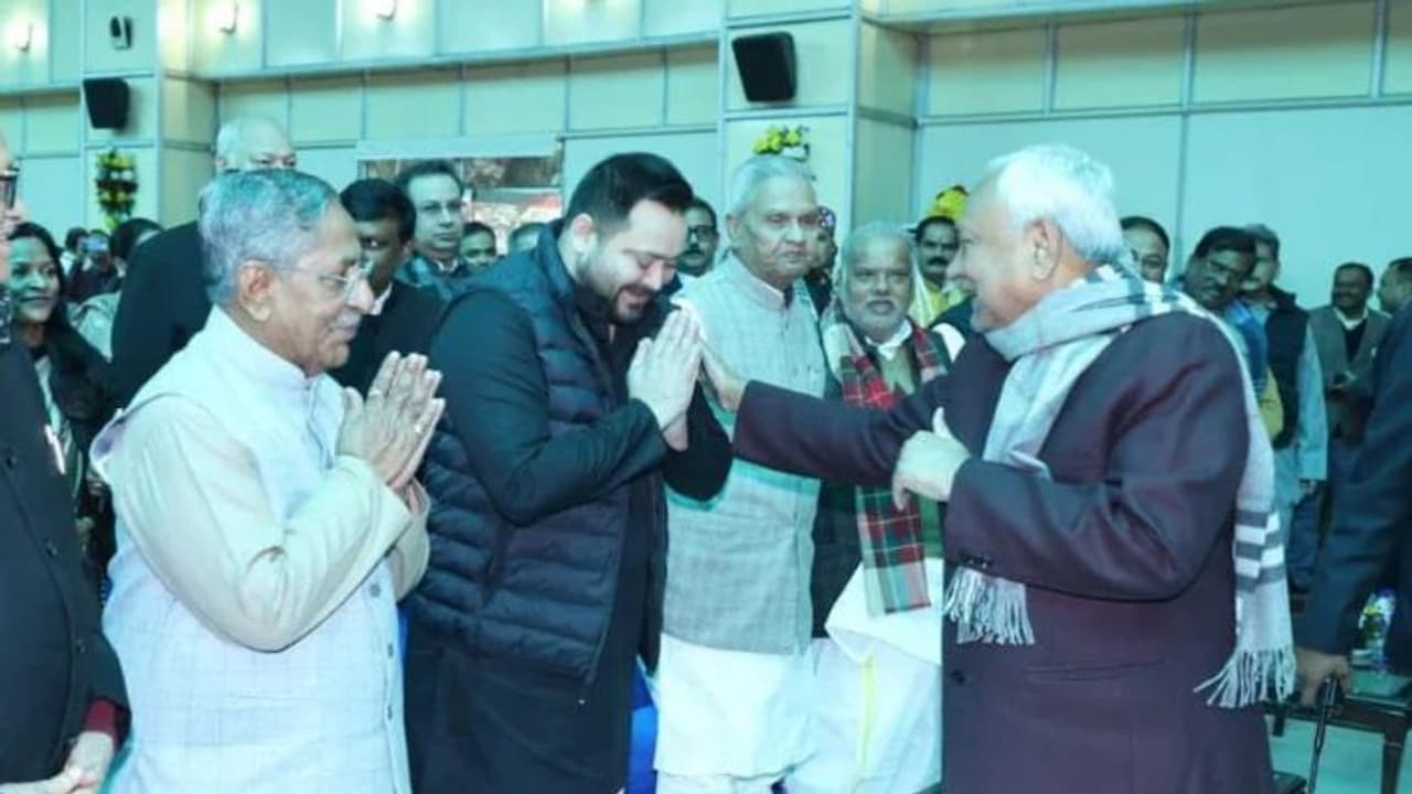 Nitish Kumar with Tejashwi Yadav Nitish Kumar with Tejashwi Yadav