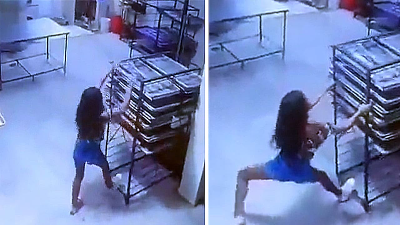 Weird girl cctv video