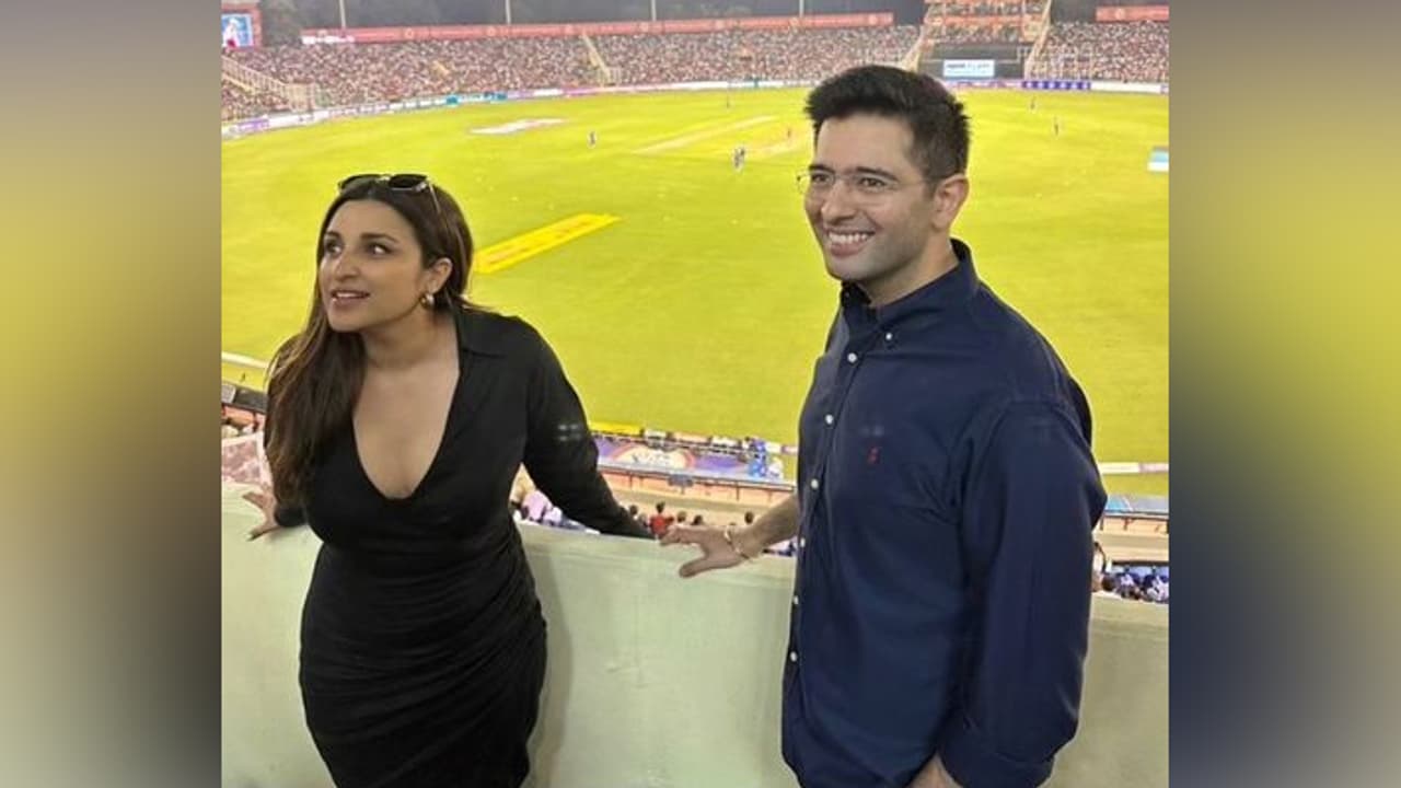 parineeti chopra raghav chadha watch PBKS vs MI IPL match together parineeti chopra raghav chadha watch PBKS vs MI IPL match together