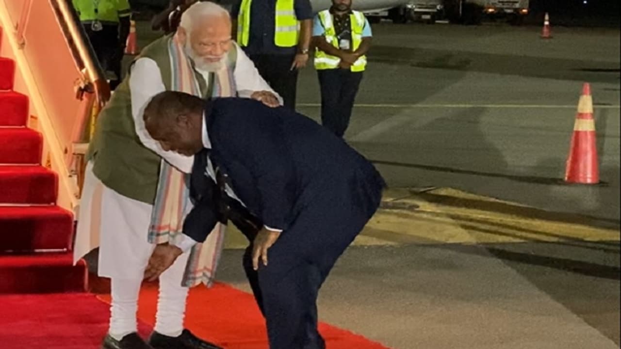 PM Modi grand welcome in Papua new guinea PM Modi grand welcome in Papua new guinea