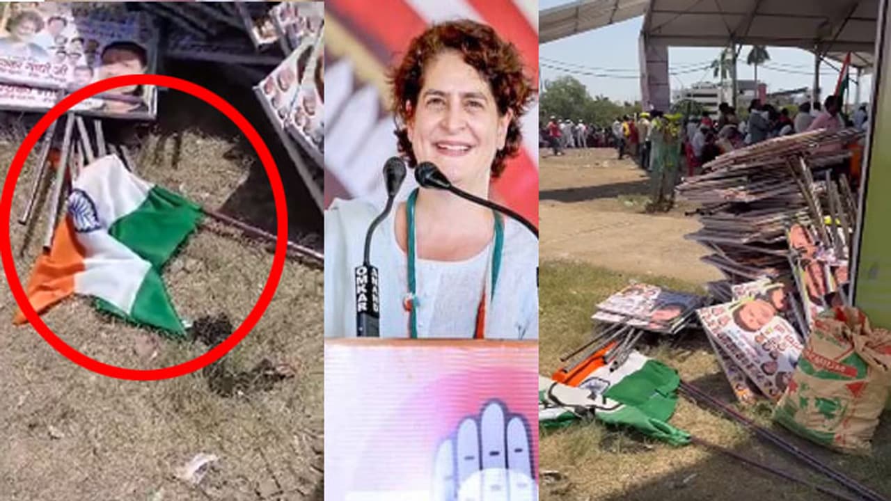 PRIYANKA GANDHI JABALPUR NATIONAL FLAG INSULT PRIYANKA GANDHI JABALPUR NATIONAL FLAG INSULT