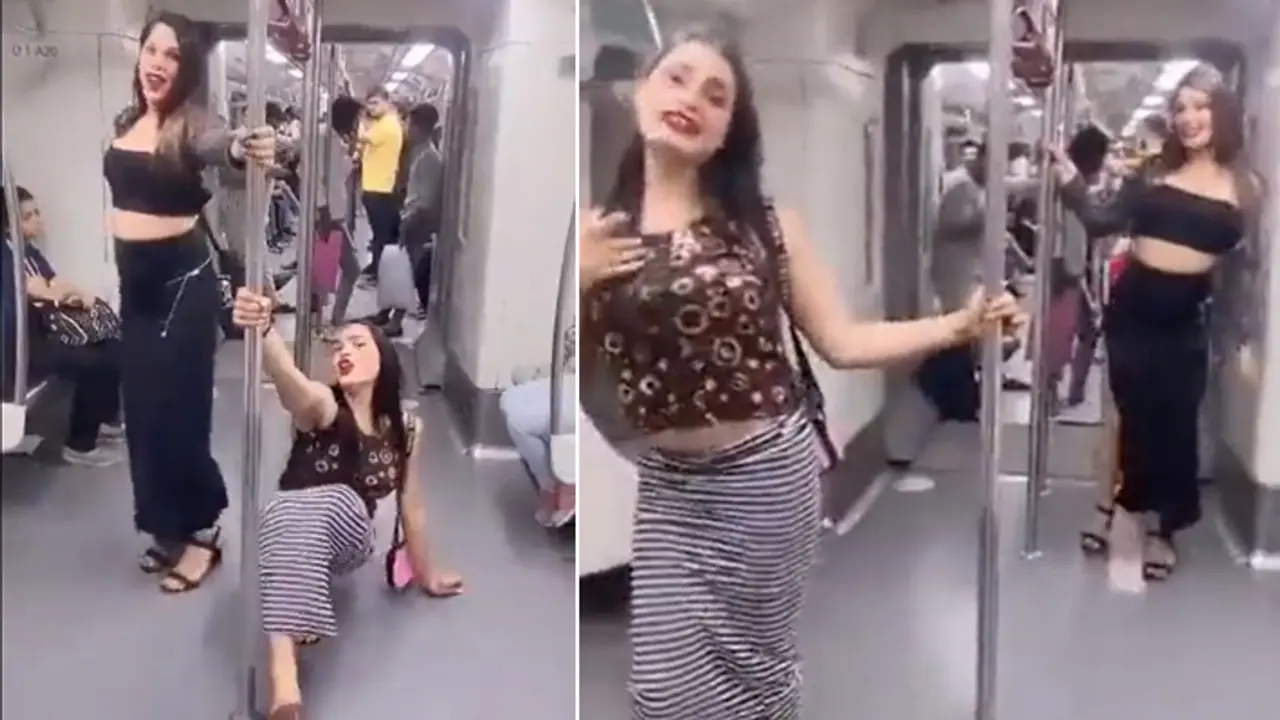Pole Dance in Delhi Metro Pole Dance in Delhi Metro