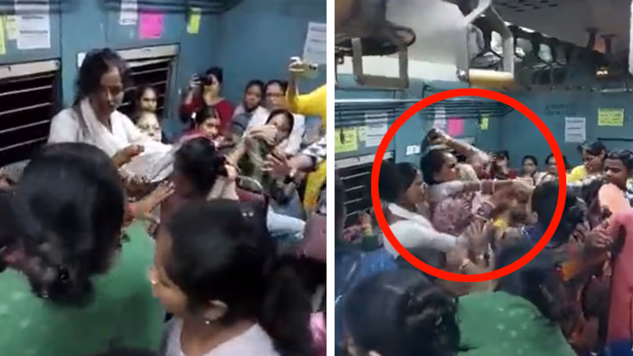 kolkata local train woman fight
