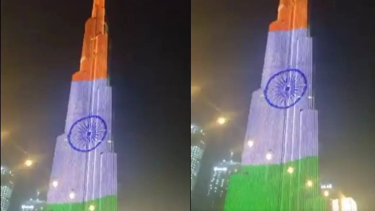 Indian Flag Displayed At Burj Khalifa Indian Flag Displayed At Burj Khalifa