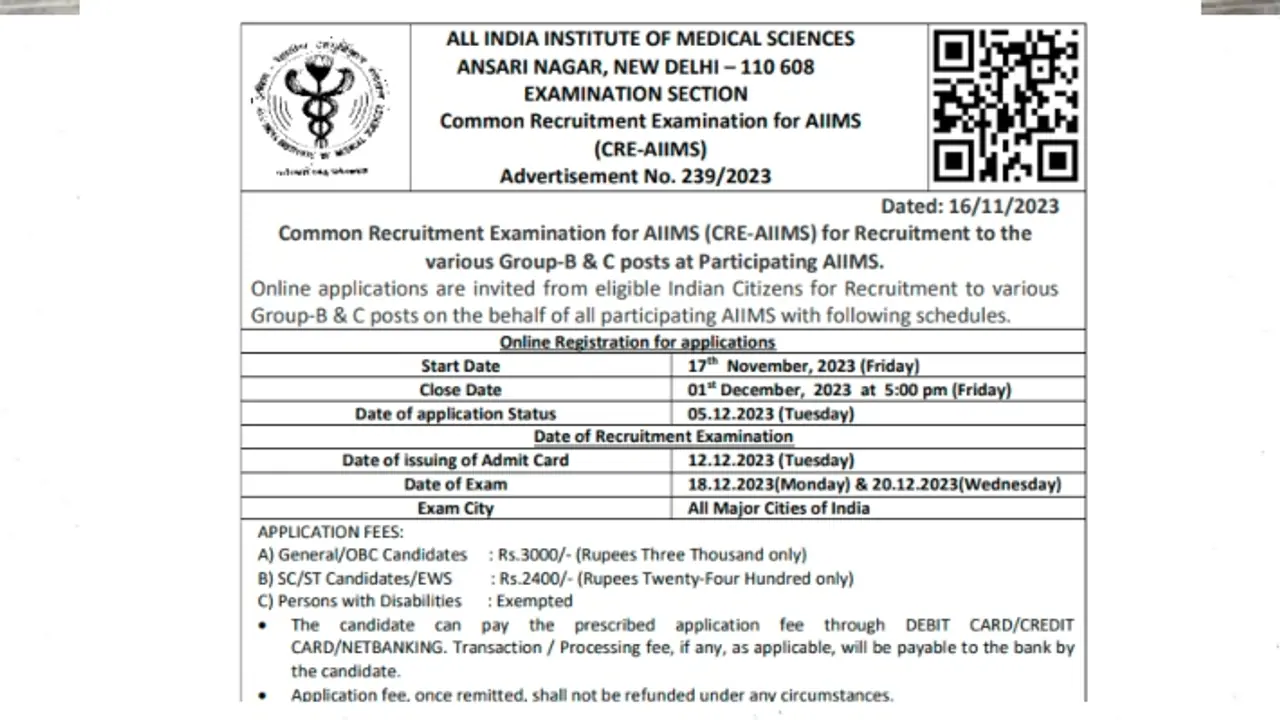 AIIMS CRE 2023