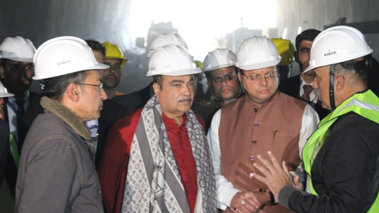 Nitin Gadkari at Silkyara Tunnel accident site