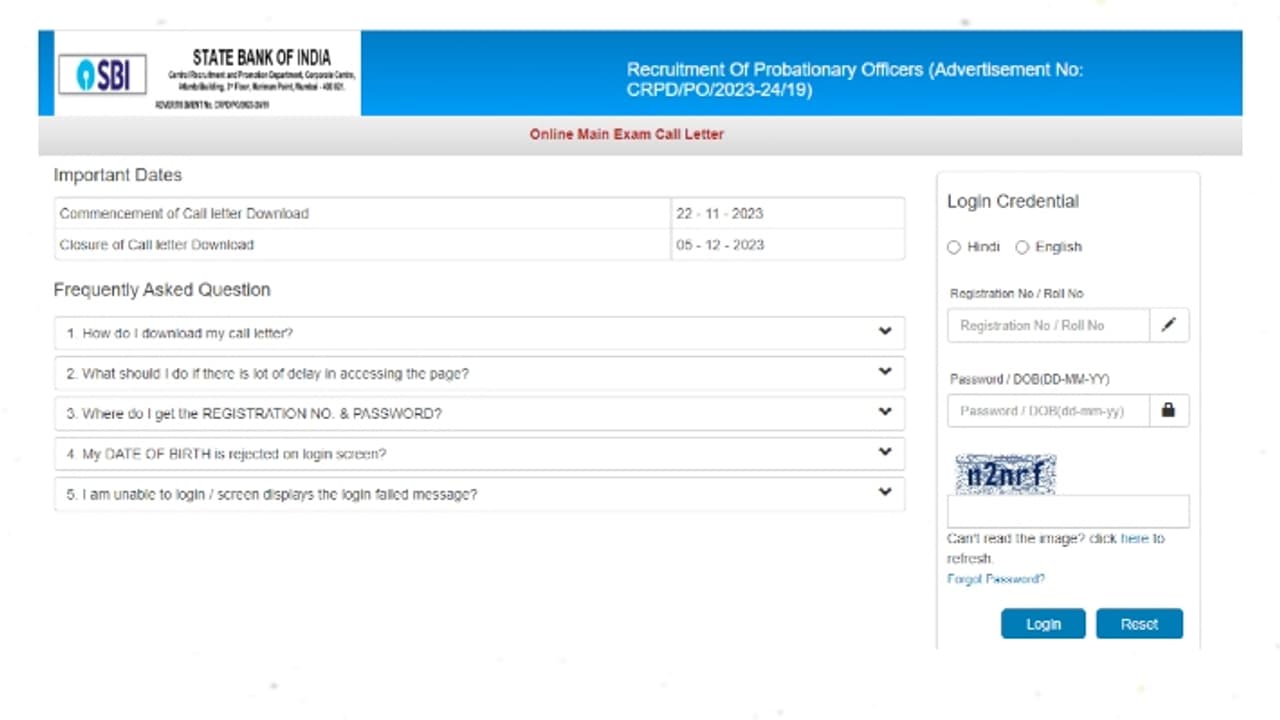 SBI PO mains admit card 2023 released