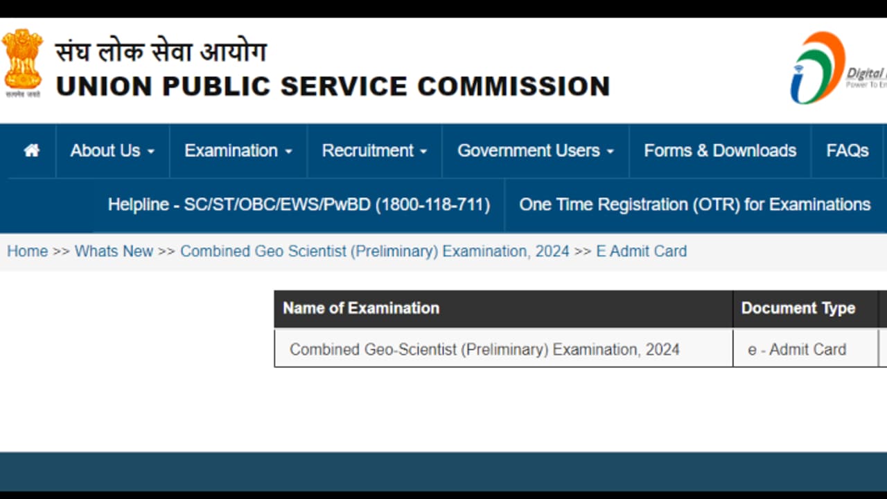 UPSC Combined Geo Scientist Preliminary Exam 2024 admit card released UPSC Combined Geo Scientist Preliminary Exam 2024 admit card released