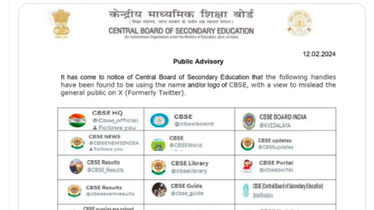 CBSE releases names of 30 fake X handles CBSE releases names of 30 fake X handles