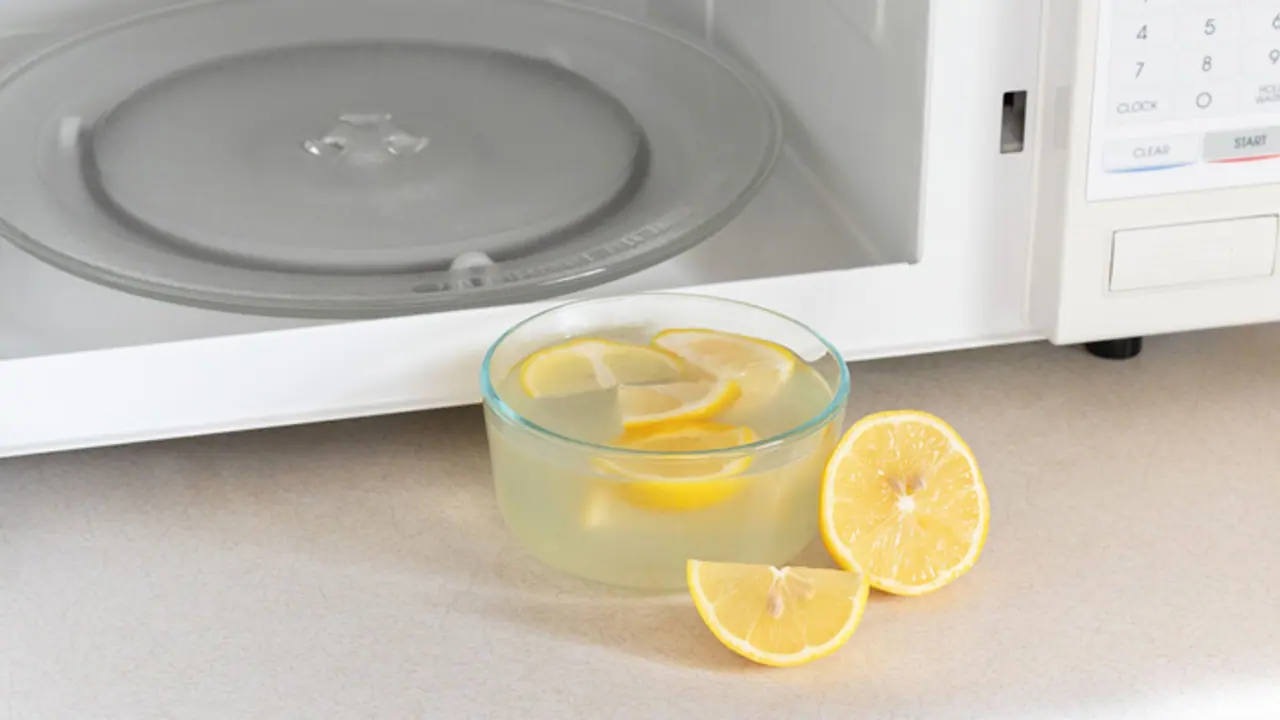 clean microwave with lemon