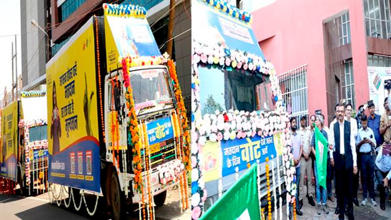 Madhya Pradesh Chief Electoral Officer Anupam Rajan flags off voter awareness vehicles Madhya Pradesh Chief Electoral Officer Anupam Rajan flags off voter awareness vehicles