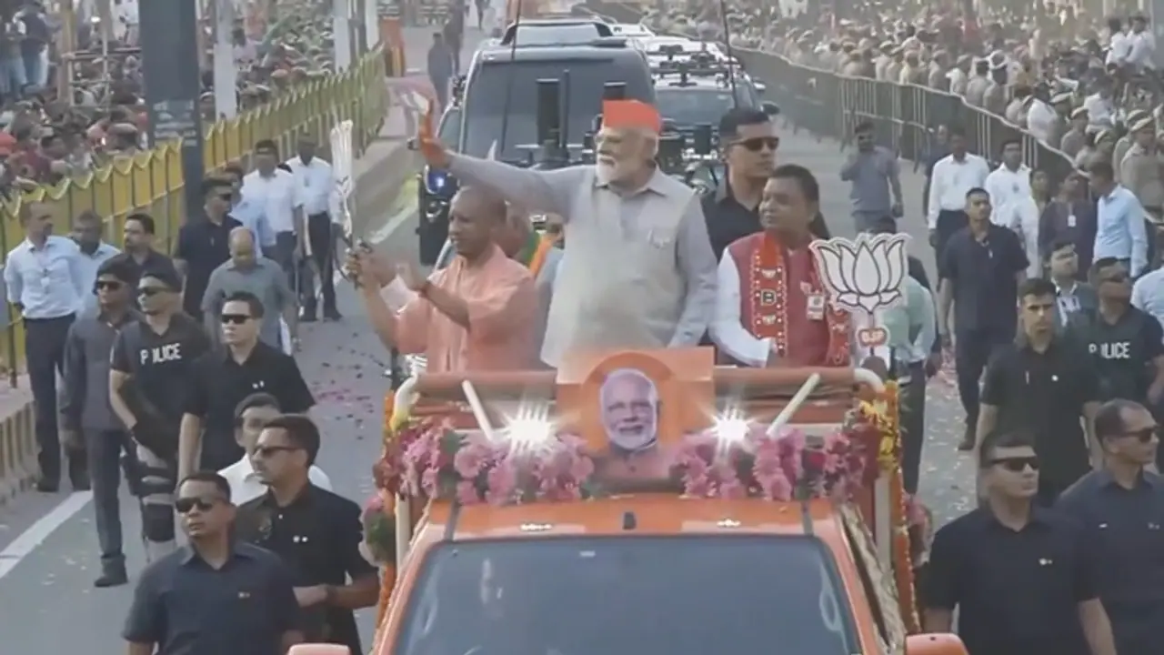 Narendra Modi Road show in UP Narendra Modi Road show in UP