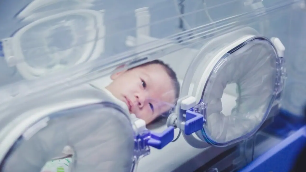 baby in machine