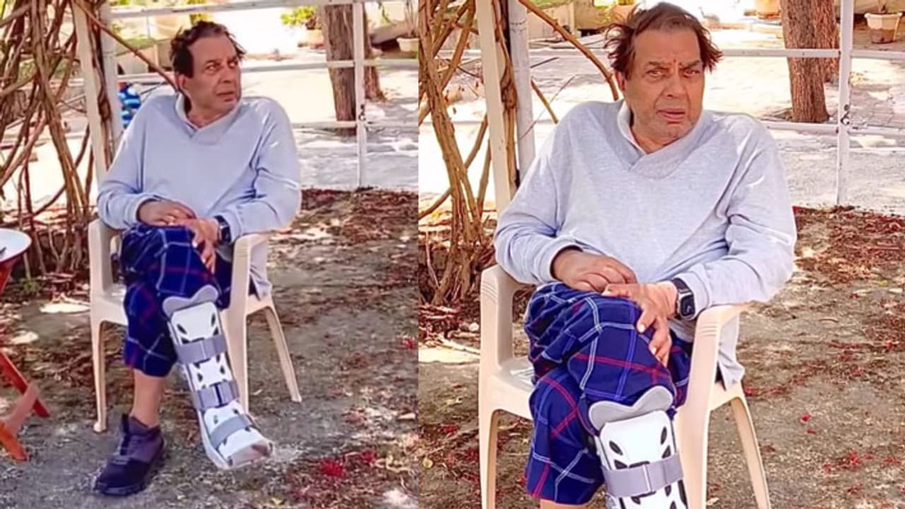dharmendra share video with plaster on leg actor son sunny bobby deol shocked dharmendra share video with plaster on leg actor son sunny bobby deol shocked