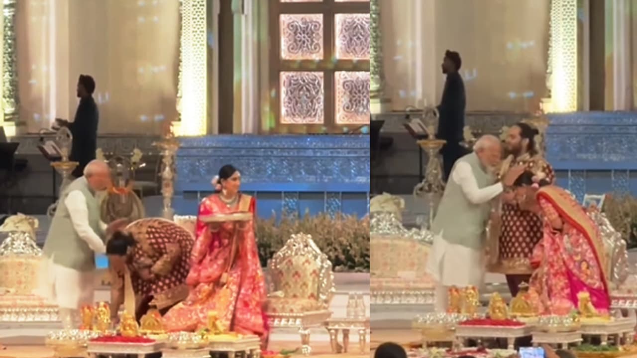 PM modi blessings to anant ambani PM modi blessings to anant ambani
