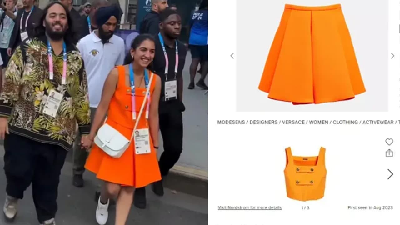 Radhika Merchant orange outfit worth Rs 2 lakh at the Paris Olympics 2024 Radhika Merchant orange outfit worth Rs 2 lakh at the Paris Olympics 2024