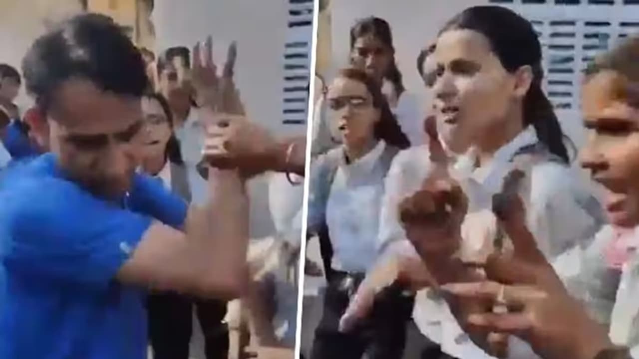 Schoolgirls thrash lewd shopkeeper Schoolgirls thrash lewd shopkeeper