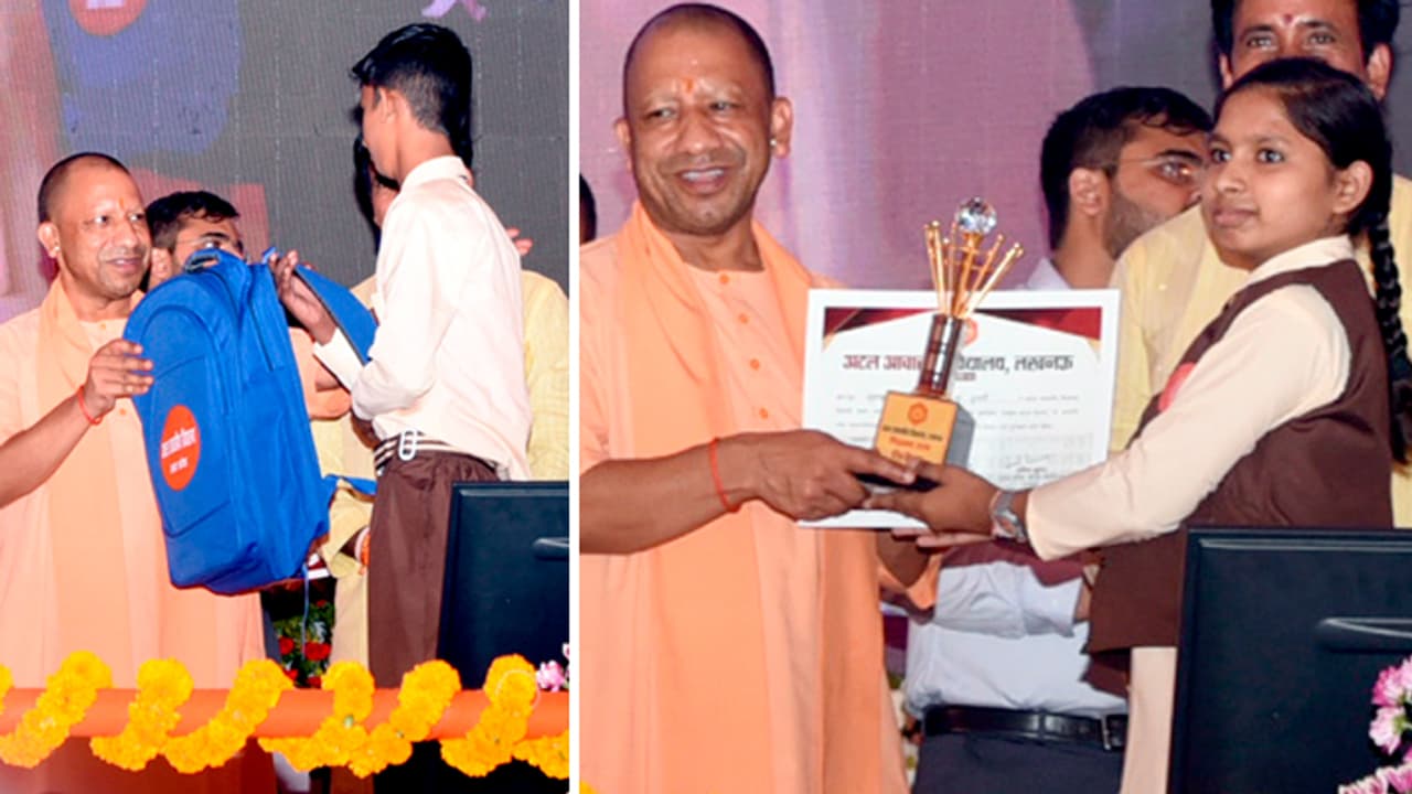 Yogi Adityanath interaction with children at atal awasiya vidyalay Yogi Adityanath interaction with children at atal awasiya vidyalay