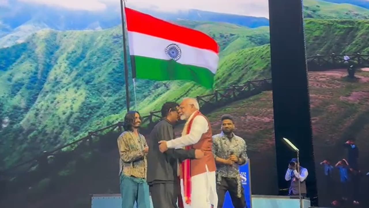 Narendra Modi hugs rapper Hanumankind Narendra Modi hugs rapper Hanumankind