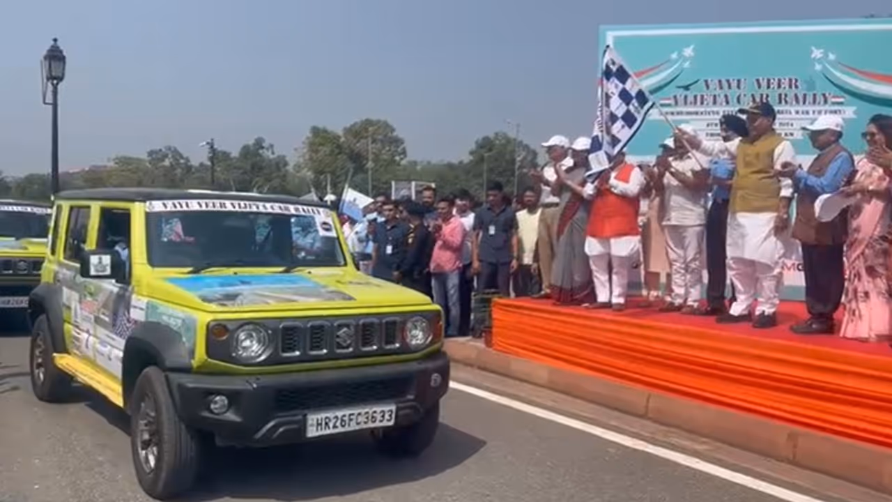 Rajnath Singh Indian Air Force car rally Rajnath Singh Indian Air Force car rally