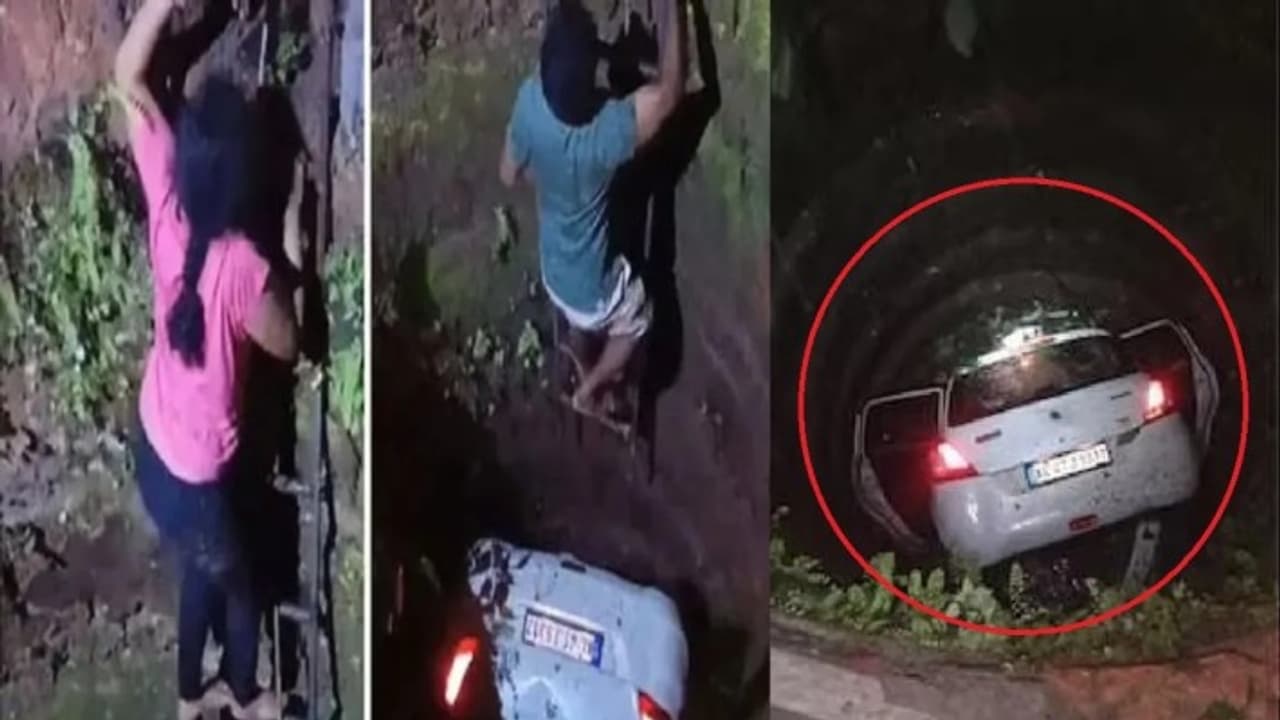Kerala couple miraculously saved after car fell into well Kerala couple miraculously saved after car fell into well