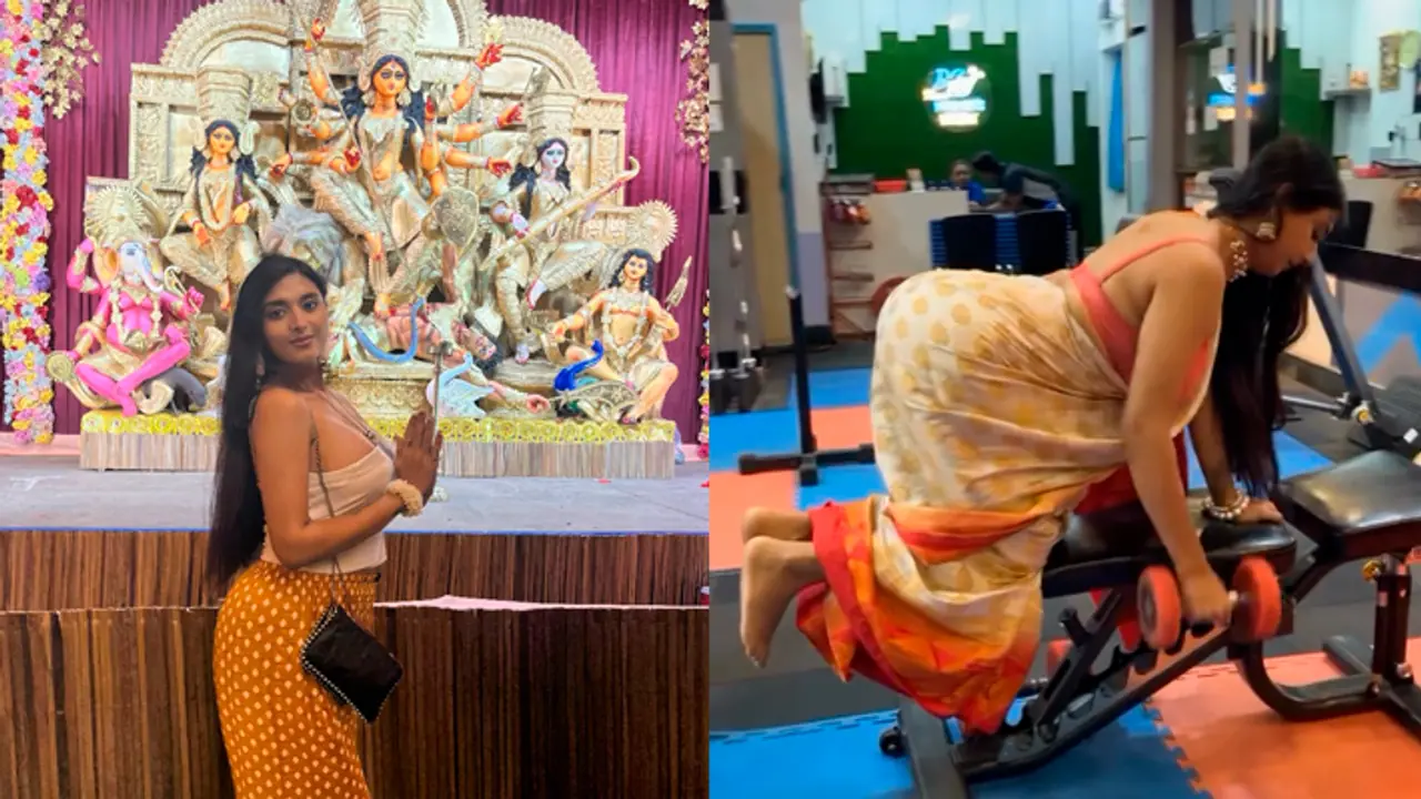 Sannati Mitra viral saree workout Sannati Mitra viral saree workout