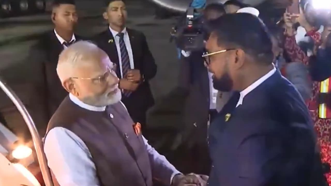 Narendra Modi arrived in Guyana 