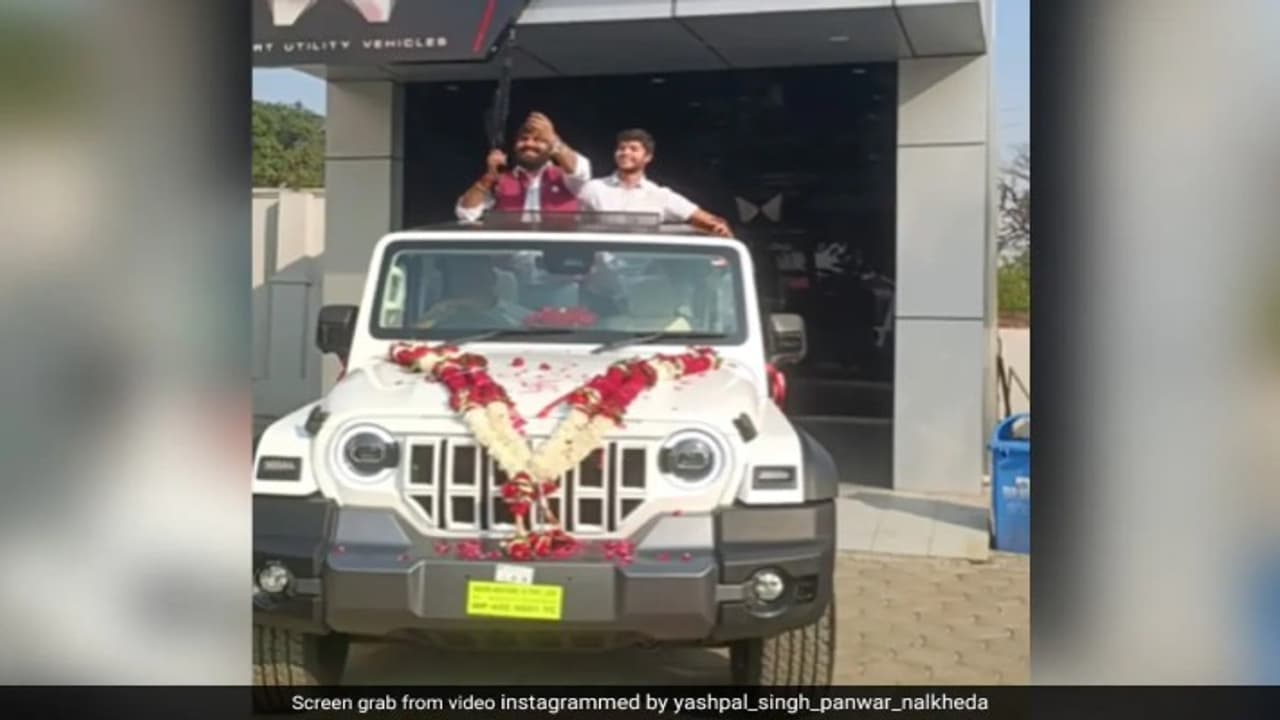 Madhya Pradesh Rifle firing in celebration of buying Mahindra Thar