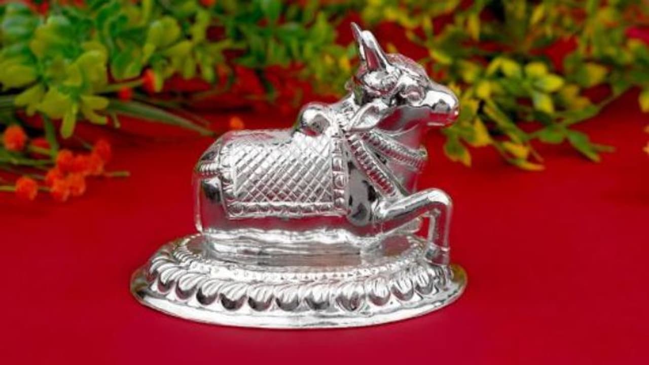 Positive energy with silver Nandi at home Positive energy with silver Nandi at home