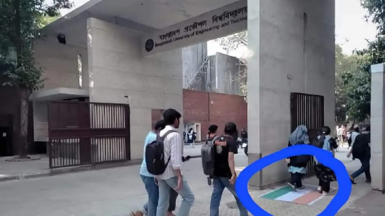 Indian flag painted at Bangladesh University Indian flag painted at Bangladesh University