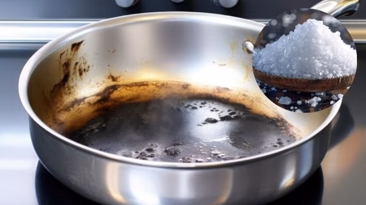 how to clean burnt stain from utensils with caustic soda
