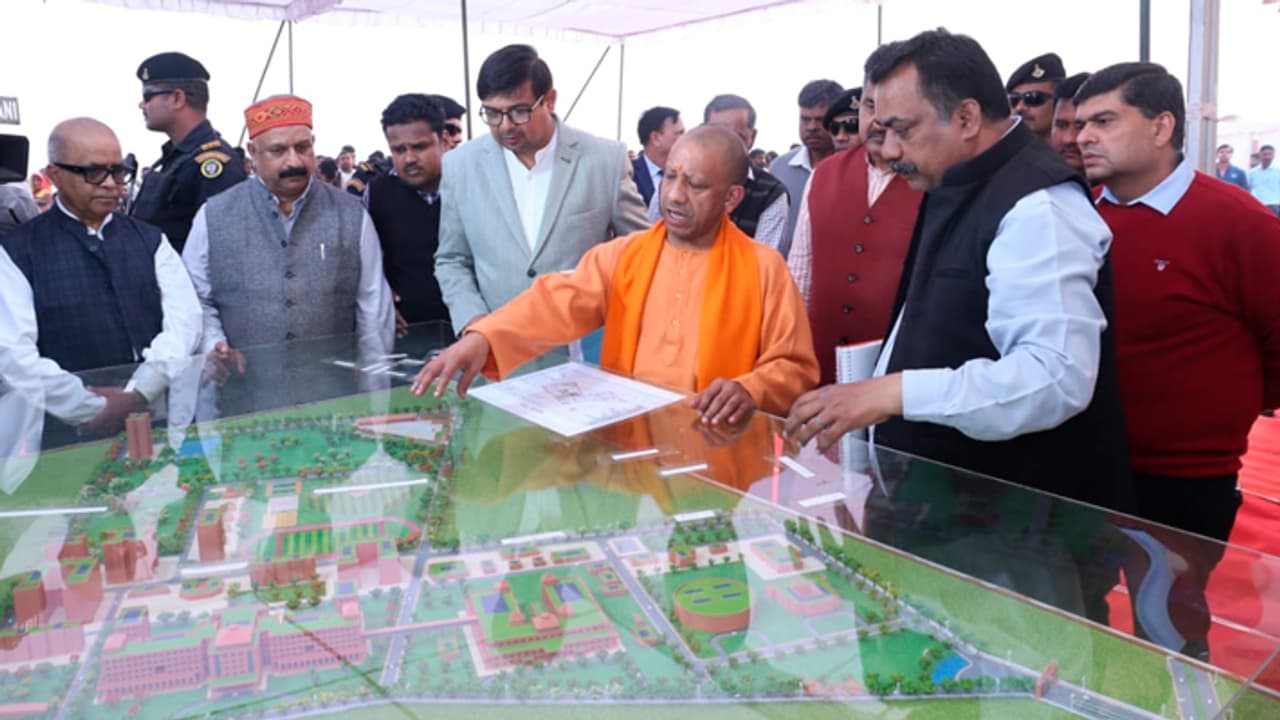 Yogi Adityanath inspected the under construction veterinary science college Yogi Adityanath inspected the under construction veterinary science college